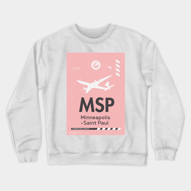 MSP Minneapolis Saint Paul airport tag 2 Crewneck Sweatshirt by Woohoo